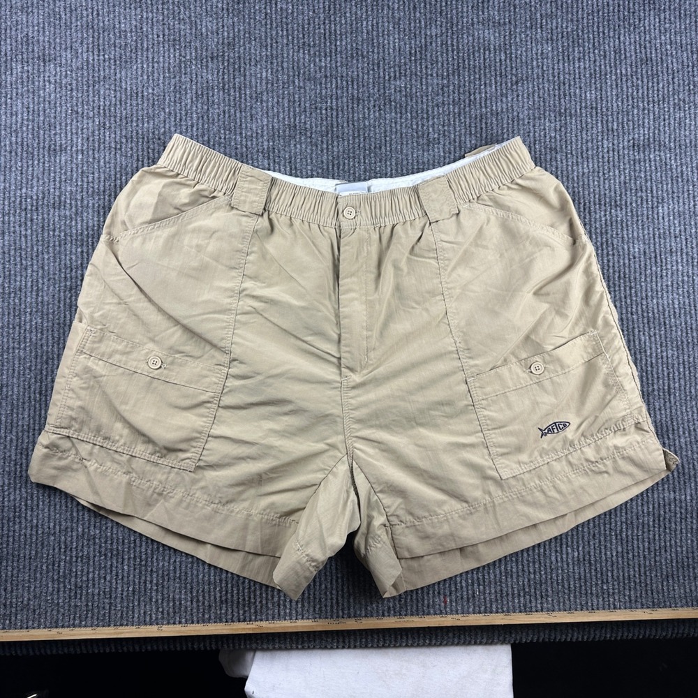 AFTCO M01 Original Fishing Shorts Mens 44 Tan Khaki Nylon Performance Utility